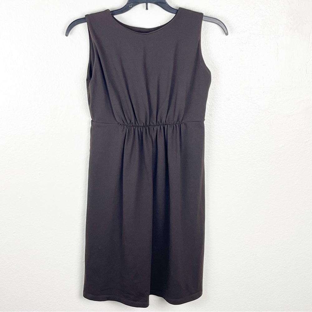 SUSANA MONACO Brown Elastic Waist Pleated Sleeveless Dress Size Small Casual